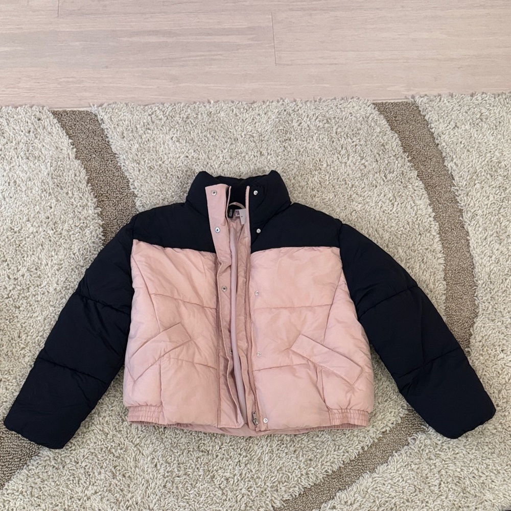H&M Black and Pink Puffer Jacket